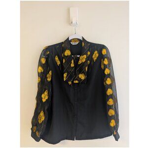 Vintage Korean Button up Blouse with sheer sleeves
